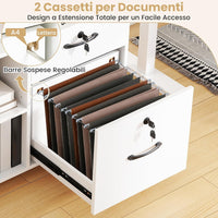 Armadietto Portadocumenti, Mobile da Ufficio Laterale con 4 Cassetti Adatto per File Formato A4/Lettera e 5 Ruote Universali Bloccabili, Credenza in Metallo per Scrivania (Bianco)