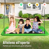 Altalena da Giardino per Bambini, Altalena 150cm con Struttura in Acciaio, Con Corde Regolabili, Adatta per Portico Cortile Giardino (Verde)