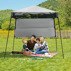 Gazebo Pieghevole da Giardino 210 x 210CM, Struttura in Acciaio, Altezza Regolabile, Gazebo da Esterno con Borsa, Ideale per Feste, Barbecue, Giardino e Spiaggia (grigio)