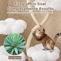 Tiragraffi per Gatti Alto 165cm,Alberi per Gatti con 4 Piattaforme, Tiragraffi in Sisal e Tubo di Supporto Robusto, Mobili per Animali da Interno (Bianco)