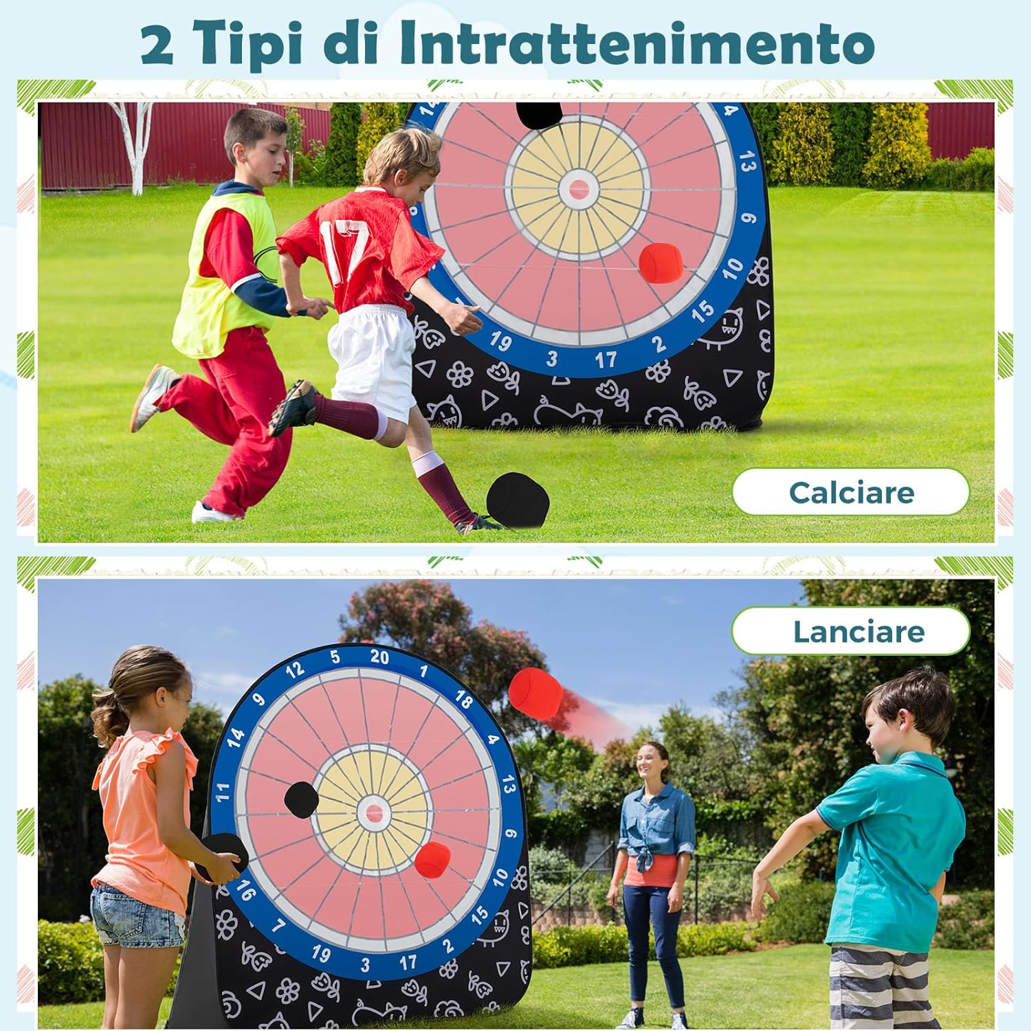Grande Bersaglio per Freccette per Bambini, Freccette Bersaglio Pieghevole con 4 Palloni e Borsa da Trasporto, Adatto per Giardino, Prato, Festa e Scuola