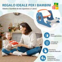 Set Tavolo attività Convertibile per Bambini, Cavalletto Multifunzionale Regolabile con Lavagna Cancellabile a Forma di Balena, Tavolo da Disegno con Panchina, 1 + Anni
