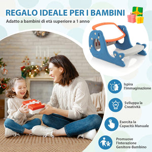 Set Tavolo attività Convertibile per Bambini, Cavalletto Multifunzionale Regolabile con Lavagna Cancellabile a Forma di Balena, Tavolo da Disegno con Panchina, 1 + Anni