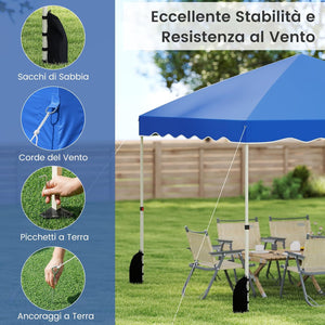 Gazebo Pop-up da Esterno 3 x 3 m, Gazebo Pieghevole con Borsa con Ruote, 8 Picchetti, 4 Ancore, 4 Corde Antivento, 4 Sacchi di Sabbia, Tendone Impermeabile per Eventi Commerciali (Blu)
