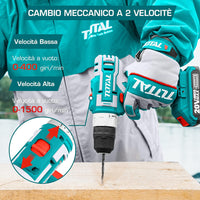 TRAPANO AVVITATORE A BATTERIA 20V 45Nm CON BATTERIA E CARICATORE INCLUSI TOTAL TOTTDLI20024