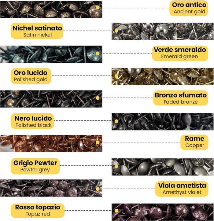 Bullette Tappezzeria 100pz | Chiodi Decorativi | Arredamento Restauro Mobili | Rosso Topazio