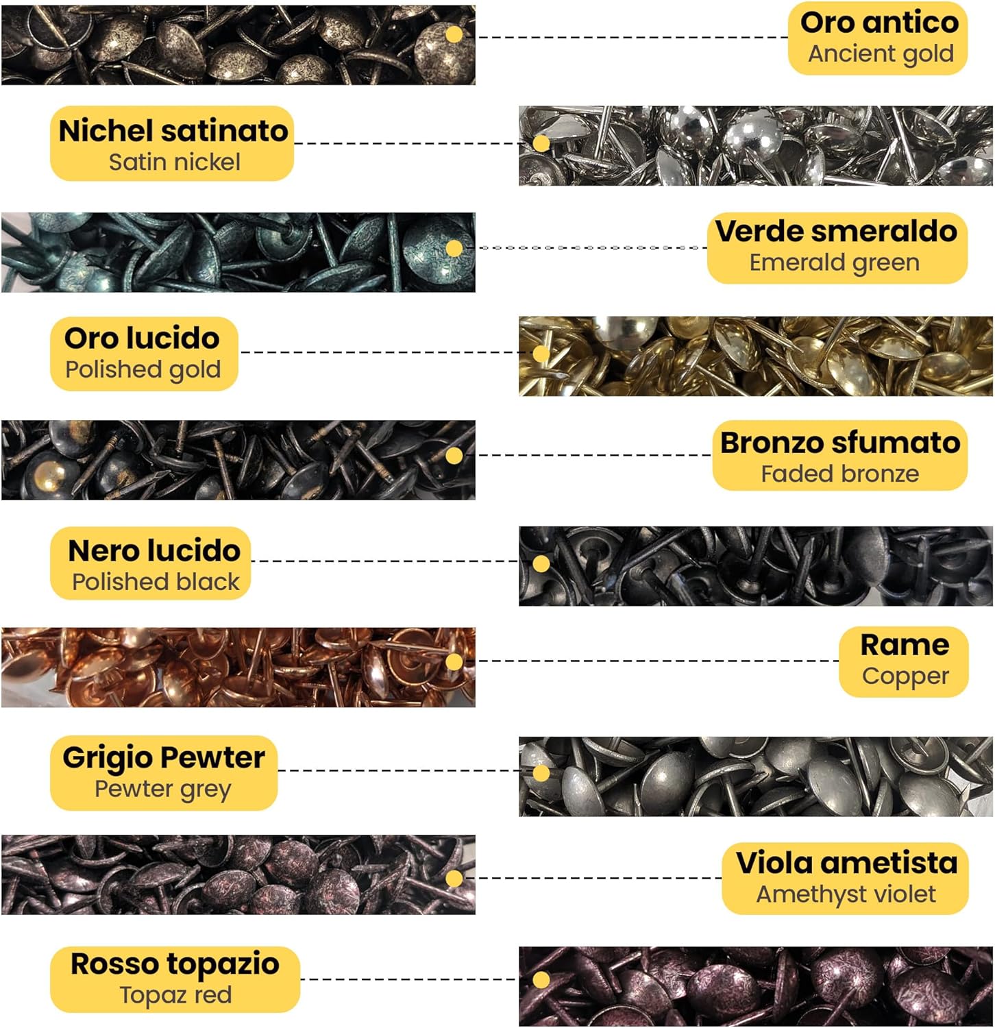 Bullette Tappezzeria 100pz | Chiodi Decorativi | Arredamento Restauro Mobili | Smeraldo