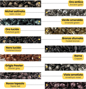 Bullette Tappezzeria 100pz | Chiodi Decorativi | Arredamento Restauro Mobili | Nero