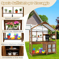 Set da Cucina per Bambini, Cucina da Giardino con Tettoia, Rubinetto Girevole e Lavello Rimovibile, Fornelli e Manopole Realistici, Lavagna, per Bambini 3-7 Anni