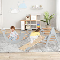 3 in 1 Set da Arrampicata per Bambini, Giocattoli da Arrampicata a Triangolo con Triangolo Arco e Salita, Ideale per Bambini 1 Anni + (Grigio)