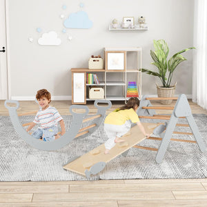 3 in 1 Set da Arrampicata per Bambini, Giocattoli da Arrampicata a Triangolo con Triangolo Arco e Salita, Ideale per Bambini 1 Anni + (Grigio)
