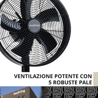 Innoliving Ventilatore Metallo da Tavolo INN-530B, Diametro 35 cm, 3 Velocità, Modalità Oscillazione, Struttura Robusta Metallo Nero, Inclinazione Regolabile 35W