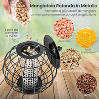 Mangiatoia per Uccellini da Esterno Antiscoiattolo, Mangiatoia per Uccelli Selvatici in Metallo Resistente, Ideale per Giardino, Balcone e Terrazza, Capacità 3 KG