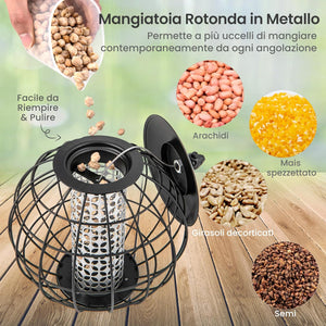 Mangiatoia per Uccellini da Esterno Antiscoiattolo, Mangiatoia per Uccelli Selvatici in Metallo Resistente, Ideale per Giardino, Balcone e Terrazza, Capacità 3 KG