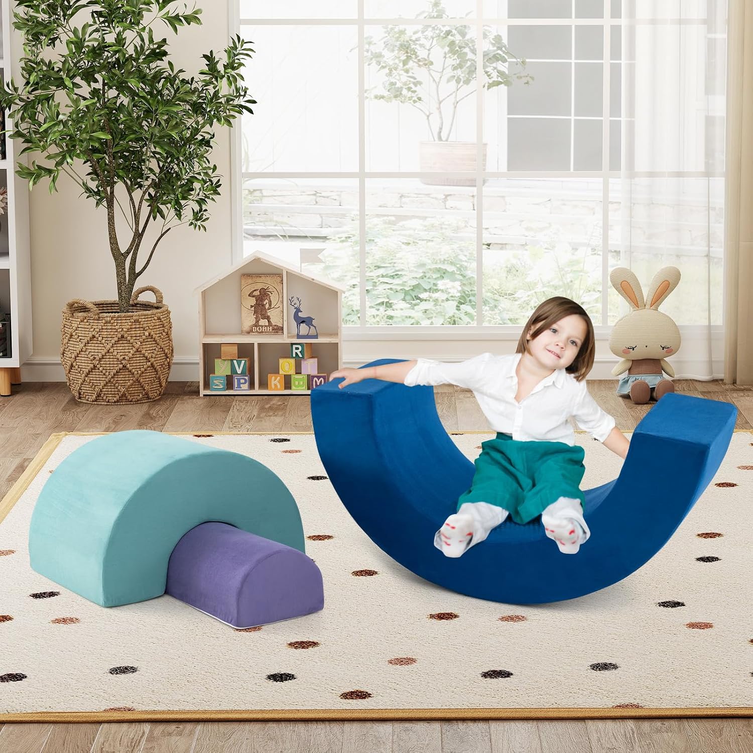 Set di Gioco Arrampicata Arcobaleno, Blocchi in Schiuma con Rivestimenti Lavabili in Lavatrice, Set di Attività da Arrampicata e Gattonamento per Interni per Bambini 3+ Anni