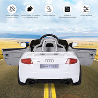 Audi 12V Auto Elettrica per Bambini, Macchina Elettrica con Velocità 2,5-5 km/ora, con Telecomando USB MP3 Luci LED (Bianco)
