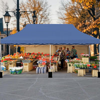 Gazebo Pieghevole da Giardino 3 x 6m, Gazebo Pop-up con Borsa da Trasporto, Regolabile in Altezza, per Feste (Blu)