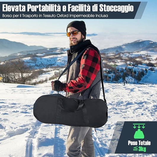 Set 4 in 1 Ciaspole da Neve 53/63/78 cm per Uomini, Donne e Ragazzi con Sistema di Fissaggio, Telaio in Alluminio, Bastoncini da Trekking, Ghette Gambe Impermeabile e Borsa