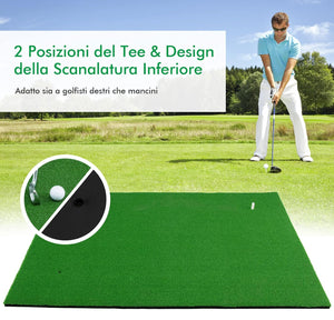 Tappetino da Golf con Manto Erboso Sintetico e 2 Posizioni per Tee, 3 Tee di Golf Inclusi, Tappetino Standard Realistico per Giocare a Golf, Ideale per Uso Interno ed Esterno, 1,5 x 1 M