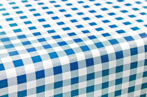 Tovaglia Cucina Antimacchia Plastificata 140x400 Cm Cerata Felpata CopriTavolo Quadretti Blu