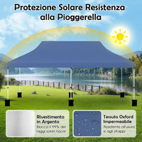 Gazebo Pieghevole da Giardino 3 x 6m, Gazebo Pop-up con Borsa da Trasporto, Regolabile in Altezza, per Feste (Blu)