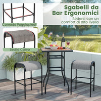 Set di 2 Sgabelli da Giardino,Sgabello da Giardino in Tessuto Texlilene, Sgabello da Bar da 76 cm, con Seduta Curva in Tessuto, Struttura in Metallo, Portata 180 kg, 47 x 47 x 76 cm