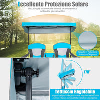 Sedie da Campeggio Pieghevoli, Panchina da Picnic a 2 Posti Regolabile con Tettoia, Sedia Portatile e Pieghevole per Campeggio, Spiaggia, Giardino (Blu)