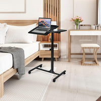 Tavolino Salotto Regolabile in Altezza e Inclinazione, Tavolo da Letto e da Divano con Ruote, Tavolino Porta PC Multiuso per Soggiorno e Camera da Letto, 64 x 45 x 71-93 cm (Nero)