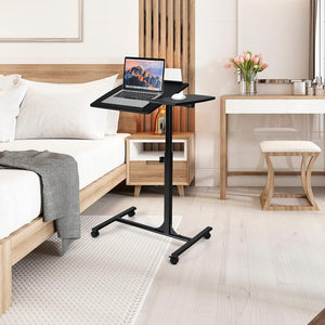 Tavolino Salotto Regolabile in Altezza e Inclinazione, Tavolo da Letto e da Divano con Ruote, Tavolino Porta PC Multiuso per Soggiorno e Camera da Letto, 64 x 45 x 71-93 cm (Nero)