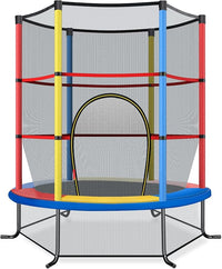 Trampolino Elastico Bambino in Acciaio, Tappeto Elastico Bambini da Esterno e da Interno, con Rete e Cusicnetti Antiscivolo