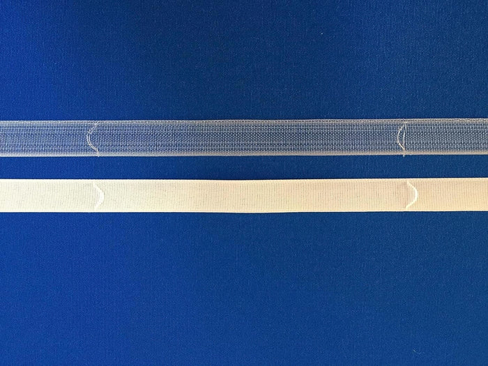 Fettuccia Per Tende A Pacchetto Con Ponticelli - Nastro Bianco Termoadesiva Vendita al Metro lineare  (Termoadesivo Bianco FET 07)