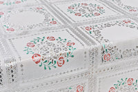 Tovaglia Plastificata 137x160 cm Ricamata Pizzo 3D Copritavolo Antimacchia Idrorepellente Dis.D