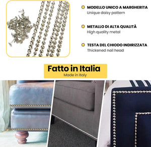 Lista Tappezzeria 1m + 20 Chiodi | Restauro Mobili Divano Sedia Poltrona | Rame