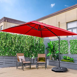 Ombrellone da Giardino, 300 x 300 cm, Ombrellone da Esterno con 3 Inclinazioni, Rotazione a 360°, Manovella, 8 Stecche, Base Incrociata (Vinaccia)