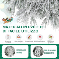 Albero di Natale Innevato 146/180 CM, Albero di Natale ArtificialePre-Luminoso con Cerniera e 150/250 Luci LED Bianche Calde, 279/519 Punte di Ramo, Ago di Pino (146 CM)