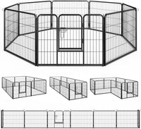 Recinto per Cani Interno ed Esterno, 8 Pannelli Altezza 60/80 CM Recinzione per Piccoli/Medi Animali/Coniglio/Gatto, Cancelletto Portatile Pieghevole con Porta (190 x 60 cm)