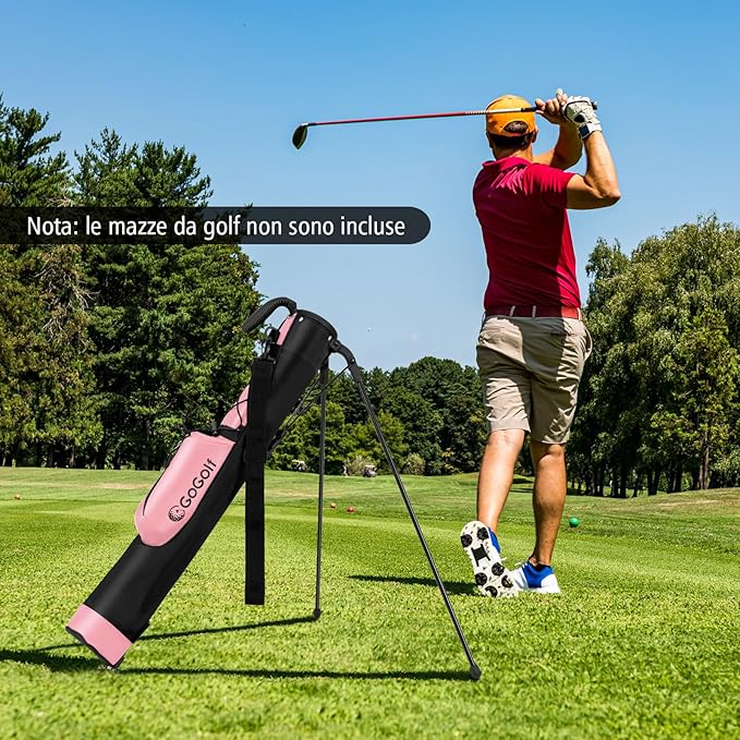 Borsa da Golf Leggera con Supporto, per Campo Pratica, Par 3 e Campi Esecutivi, Borsa da Golf con Tracolla Regolabile, Tasca e Portabottiglie per Donne e Uomini