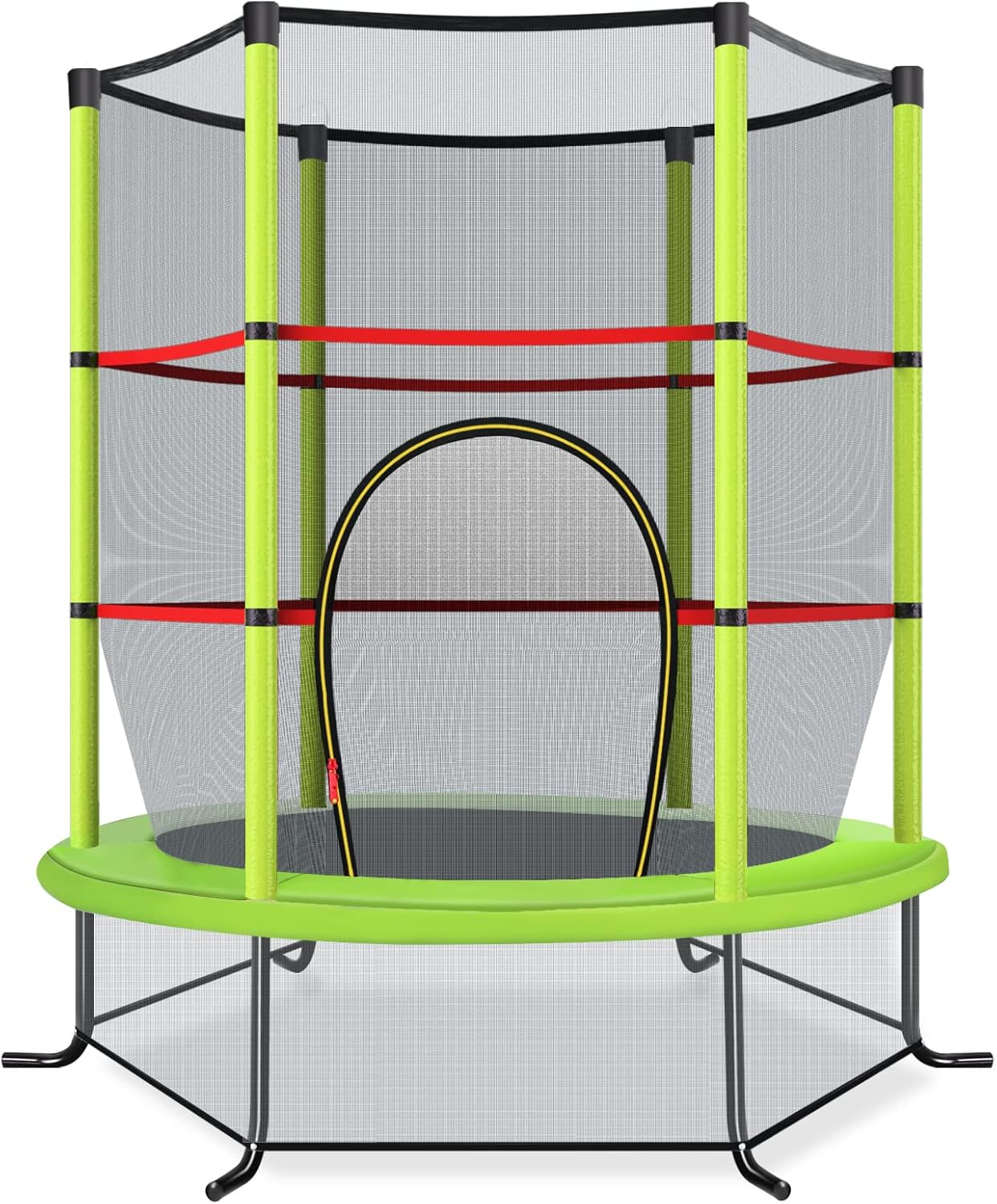 Trampolino Elastico Bambino in Acciaio, Tappeto Elastico Bambini da Esterno e da Interno, con Rete e Cusicnetti Antiscivolo（Verde)