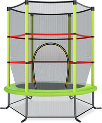 Trampolino Elastico Bambino in Acciaio, Tappeto Elastico Bambini da Esterno e da Interno, con Rete e Cusicnetti Antiscivolo（Verde)