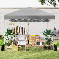 Gazebo Pop-up da Esterno 3 x 3 m, Gazebo Pieghevole con Borsa con Ruote, 8 Picchetti, 4 Ancore, 4 Corde Antivento, 4 Sacchi di Sabbia, Tendone Impermeabile per Eventi Commerciali (Grigio)