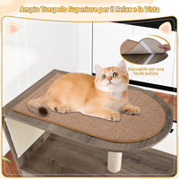 Lettiera Chiusa per Gatti 87,5 cm, Torre per Gatti in Legno con Pali per Graffiiare in Sisal, Cuscino, Palla Pendente e Piattaforma Superiore, Albero per Animali Domestici