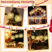 2 Luci a Sfera a LED di Natale, Luce a Sfera Sospese per Esterni con Luci Calde, per Casa, Giardino, Feste