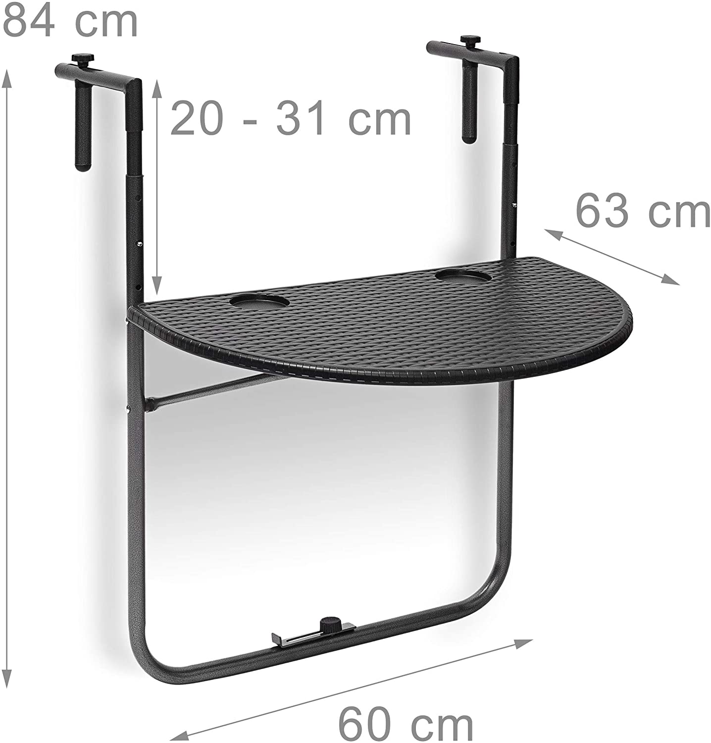 Tavolino pieghevole da balcone pieghevole 3 livelli regolabile nero 13_0002691