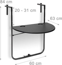 Tavolino pieghevole da balcone pieghevole 3 livelli regolabile nero 13_0002691