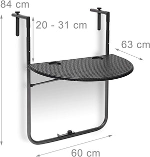 Tavolino pieghevole da balcone pieghevole 3 livelli regolabile nero 13_0002691