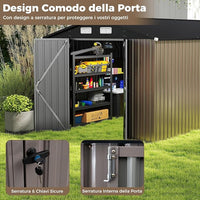 Casetta da Giardino 350 x 223 x 197 cm,con Tetto Inclinato e Porta Doppia, con 4 Finestre Traspiranti, Magazzinaggio Attrezzi