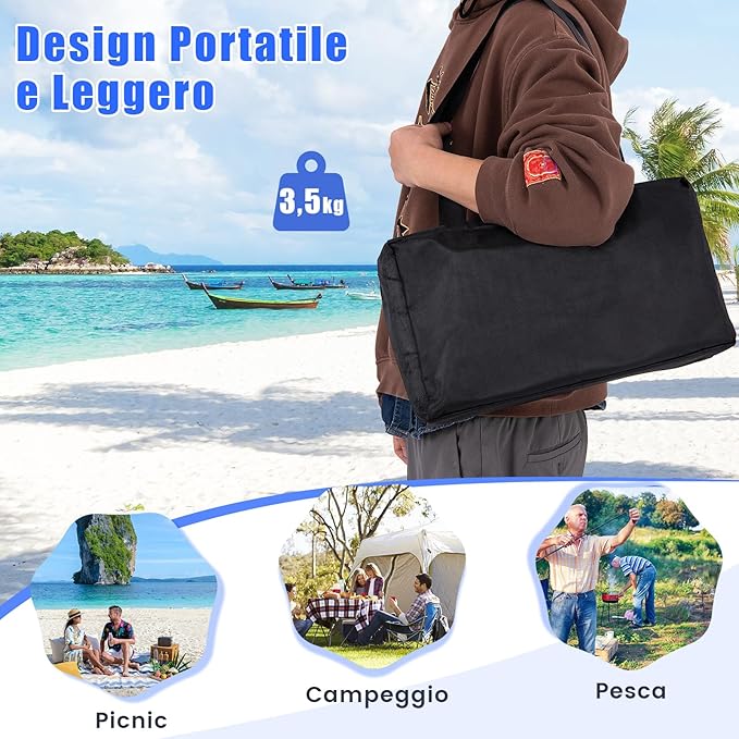 Tenda da Spiaggia Portatile, Tenda Protezione dai Raggi UV, con 4 Sacchetti di Sabbia, Borsa per il Trasporto, Parasole per 4-8 Persone, 300 x 300 x 200 cm (Blu)