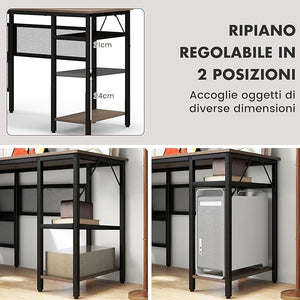 Scrivania Angolare da 140CM, Scrivania ad Angolo Porta PC Reversibile con Ripiani a Rete, Supporto CPU, Scrivania a Forma di L Salvaspazio per Ufficio e Casa
