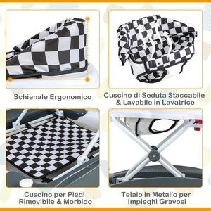 Girello per Bambini 6 in 1, Primi Passi per Neonati con Altezza Regolabile, Sedia a Dondolo per Bambini, Girello Pieghevole con Vassoio Musicale, Cuscino, per Bambini 6+ Mesi (Grigio)