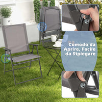 Set di 2/4 Sedie Pieghevoli da Giardino in Textilene Resistente alle Intemperie, Sedie da Esterno con Schienale Alto, Poltrona Portatile per Giardino Campeggio Patio (4 pz)